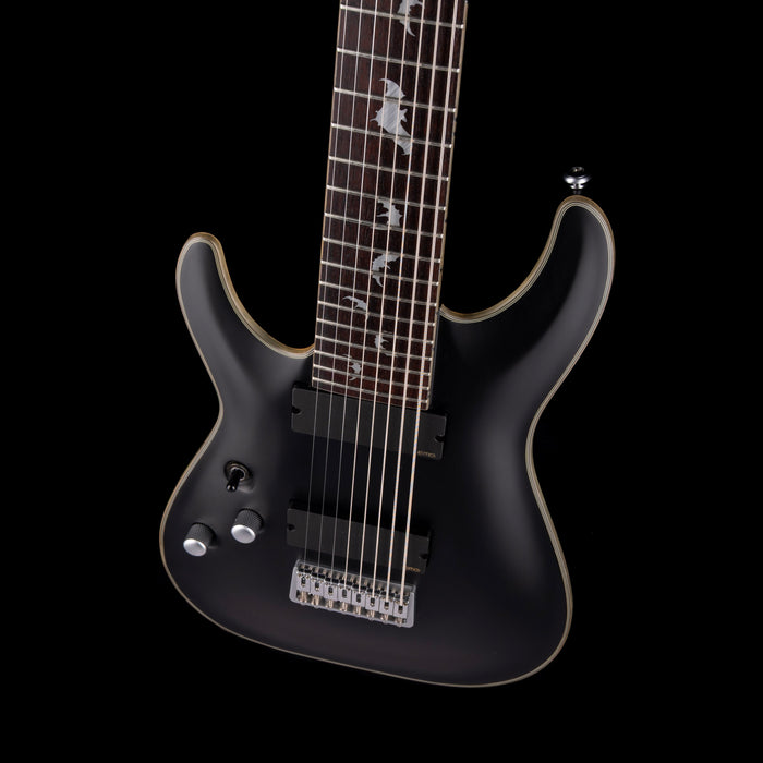 Used Schecter Damien Platinum-8 Satin Left-Handed Black with Case