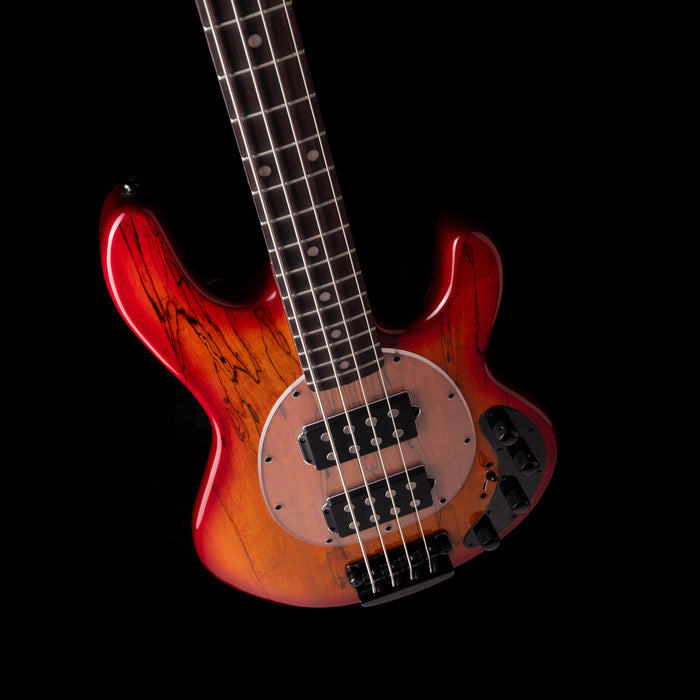 Sterling by Music Man StingRay HH RAY34 Spalted Maple Blood Orange Burst