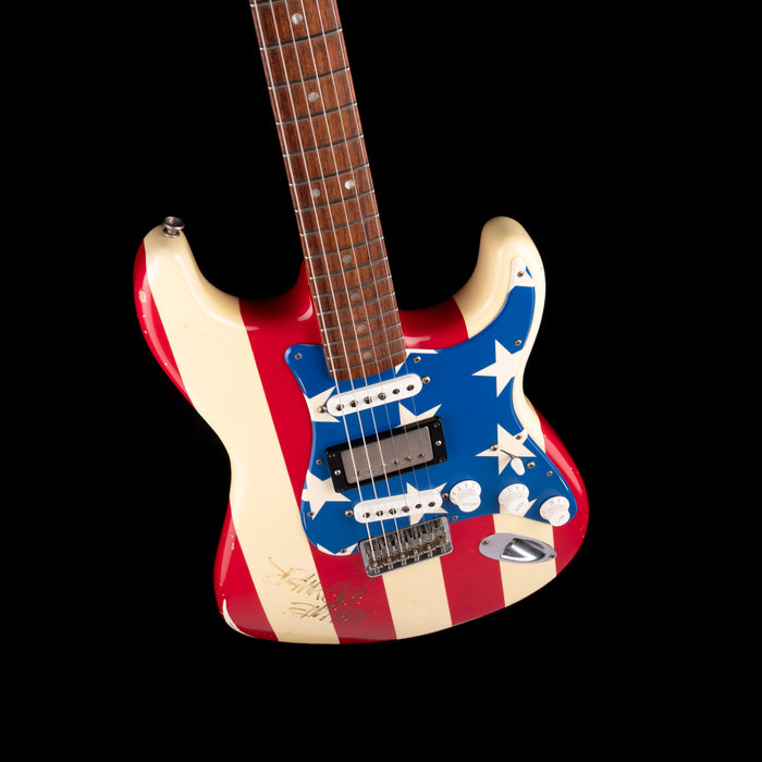 Pre-Owned Signed 2012 Fender Wayne Kramer Stratocaster USA Flag With Gig Bag