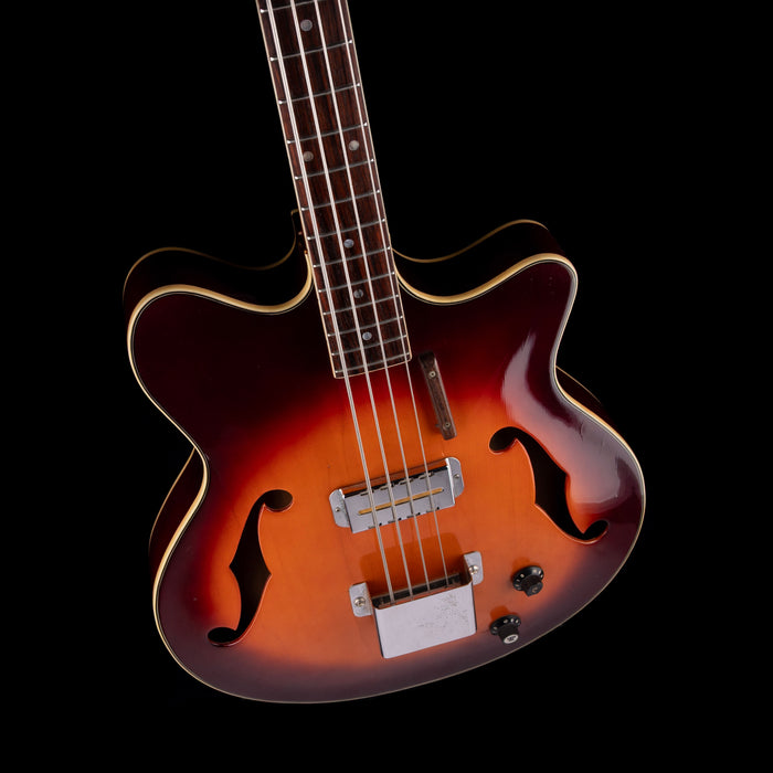 Used Vintage 1960s Bruno Royal Artist Hollowbody Bass Guitar Sunburst
