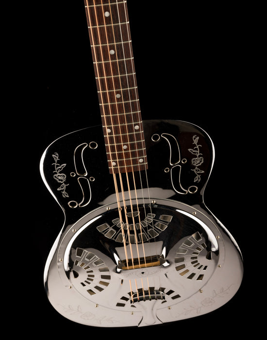 Pre Owned 1996 Dobro DM 36 "Rose" Model Chrome Resonator With Gig Bag