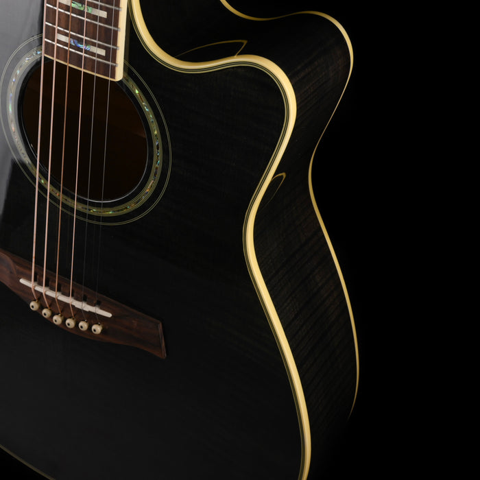 Used Ibanez AEF30E Trans Black Acoustic Electric Guitar with HSC