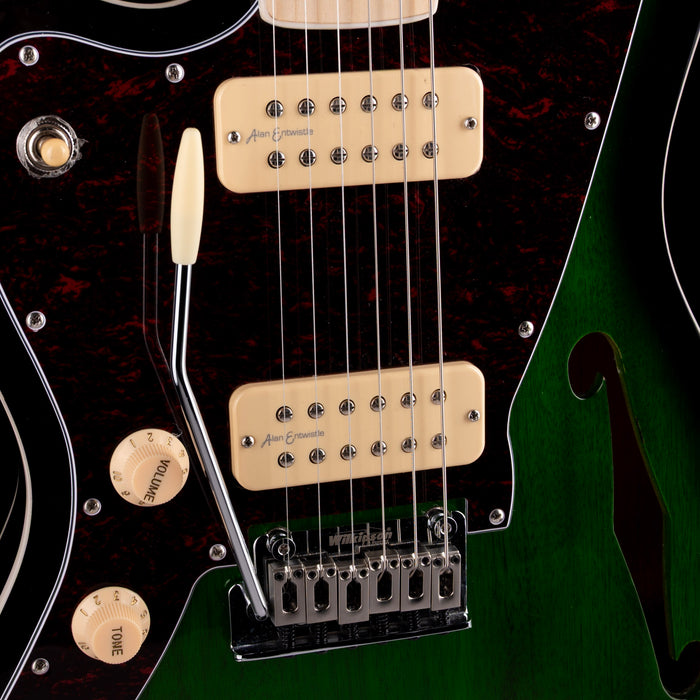 Pre Owned Revelation RJT-60M TL/LH Green Burst Left Handed Thinline Offset Electric Guitar