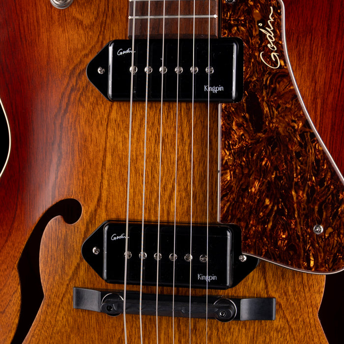 Used Godin 5th Avenue Kingpin Cognac Burst 2-P90 With Gig Bag