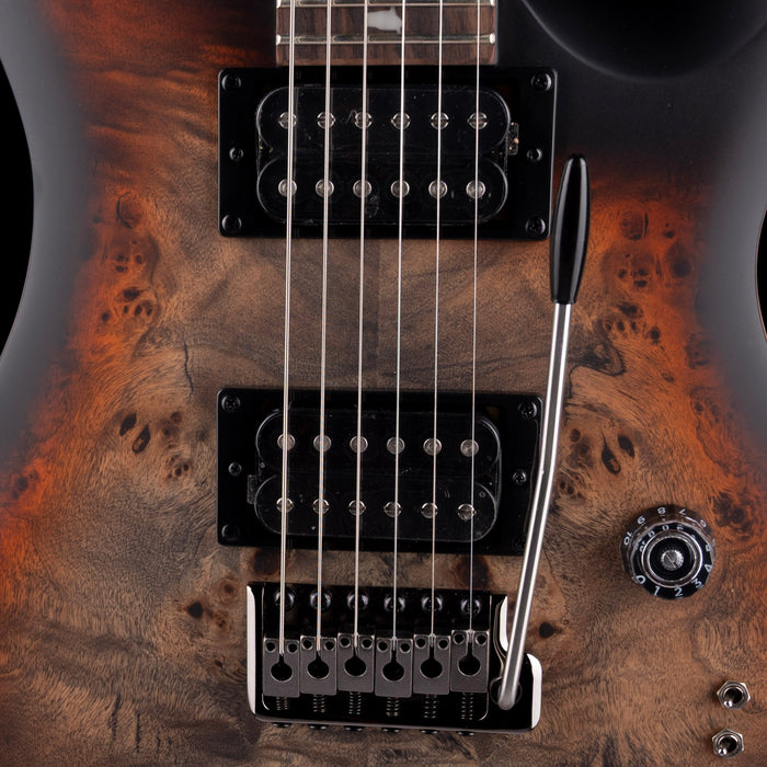 PRS SE Exotic Custom 24-08 Poplar Burls in Charcoal Cherry Midnight Burst With Gig Bag