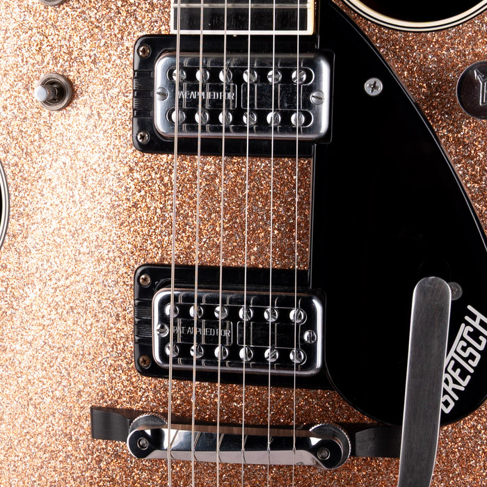 Pre Owned 2015 Gretsch Custom Shop G6128CS 1959 Duo Jet Relic Champagne Sparkle With OHSC