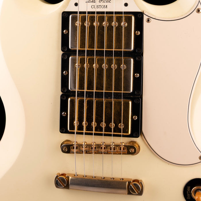 Pre Owned 2005 Gibson 1961 3-Pickup Les Paul Custom Classic White With OHSC