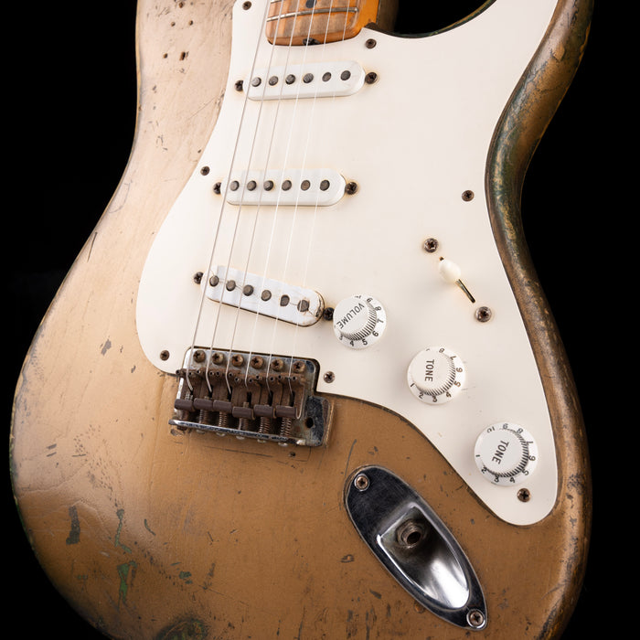 Vintage 1955 Fender Stratocaster Refinished Gold With Case