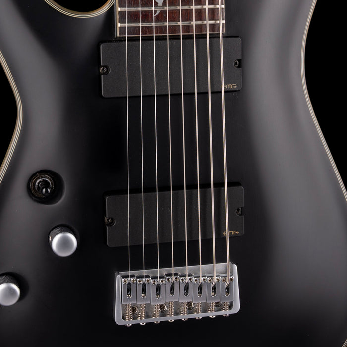 Used Schecter Damien Platinum-8 Satin Left-Handed Black with Case