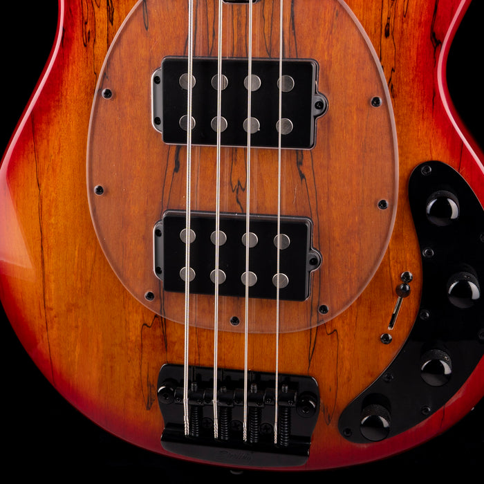 Sterling by Music Man StingRay HH RAY34 Spalted Maple Blood Orange Burst