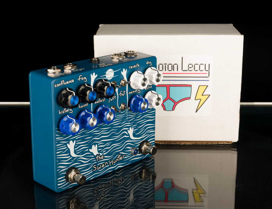 reverb and delay pedal combo Champion Leccy Swan Hunter Lo-fi Echo and Reverb Pedal With Box — Truetone Music