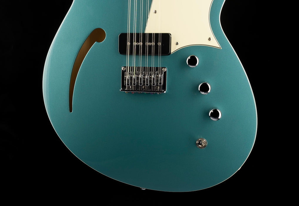 Pre Owned Reverend Airwave 12 String Semi Hollow Body Guitar Deep Sea Blue