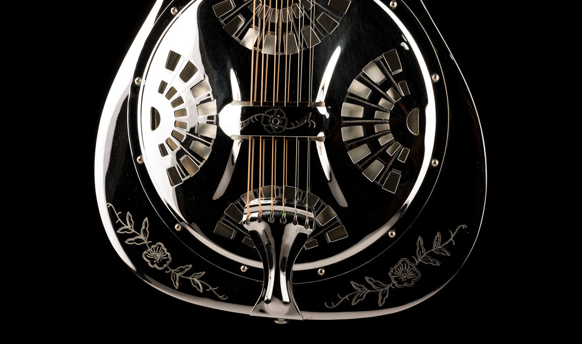 Pre Owned 1996 Dobro DM 36 "Rose" Model Chrome Resonator With Gig Bag