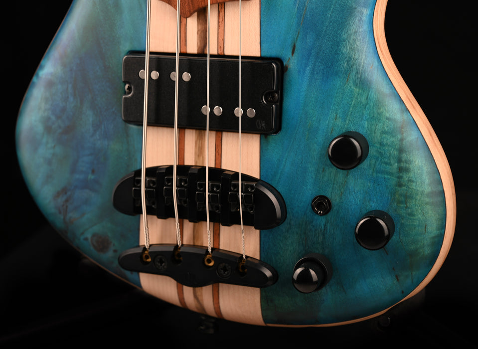 Mayones Cali4 Bass (17.5" Scale) Eye Poplar Top Transparent Blue With Case - IN STOCK!!!