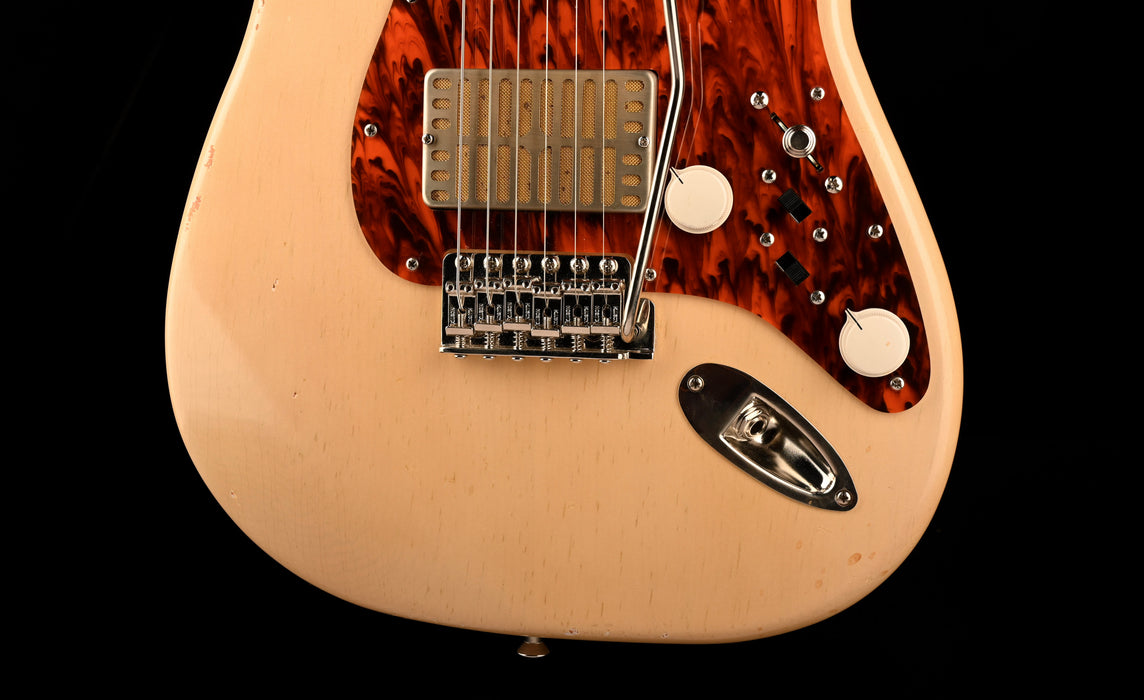 Pre Owned 2021 Waterslide Guitars S-Style Dual Foil Trans Blonde With Case