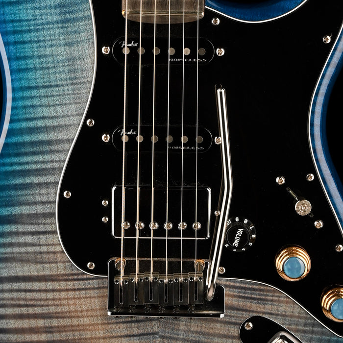 Pre Owned 2021 Fender American Ultra Limited Edition Stratocaster HSS Denimburst With OHSC