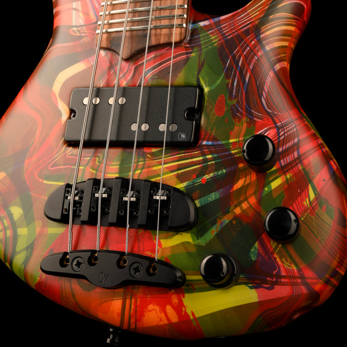 Mayones Cali4 Bass (17.5" Scale) Acid Trip  Custom Swirl With Case One of a Kind