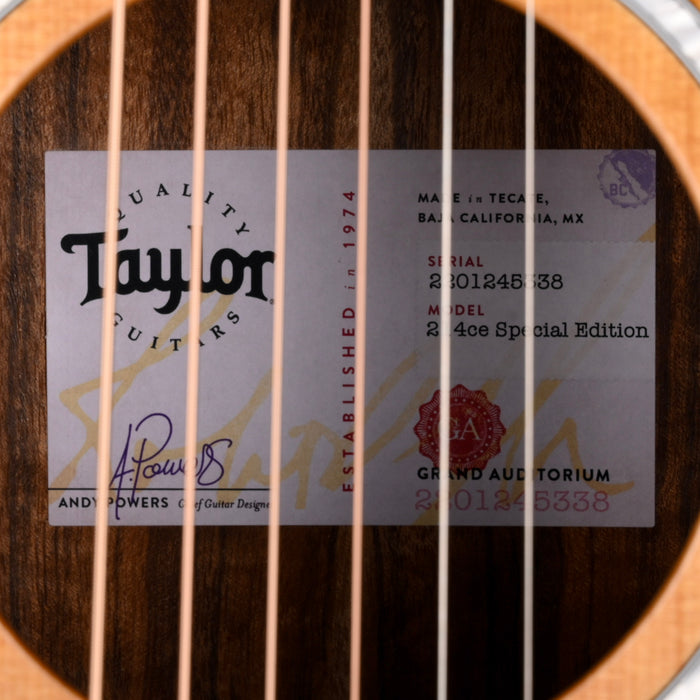 Taylor Special Edition 214ce Tigerwood Shaded Edgeburst Acoustic Electric Guitar With Case