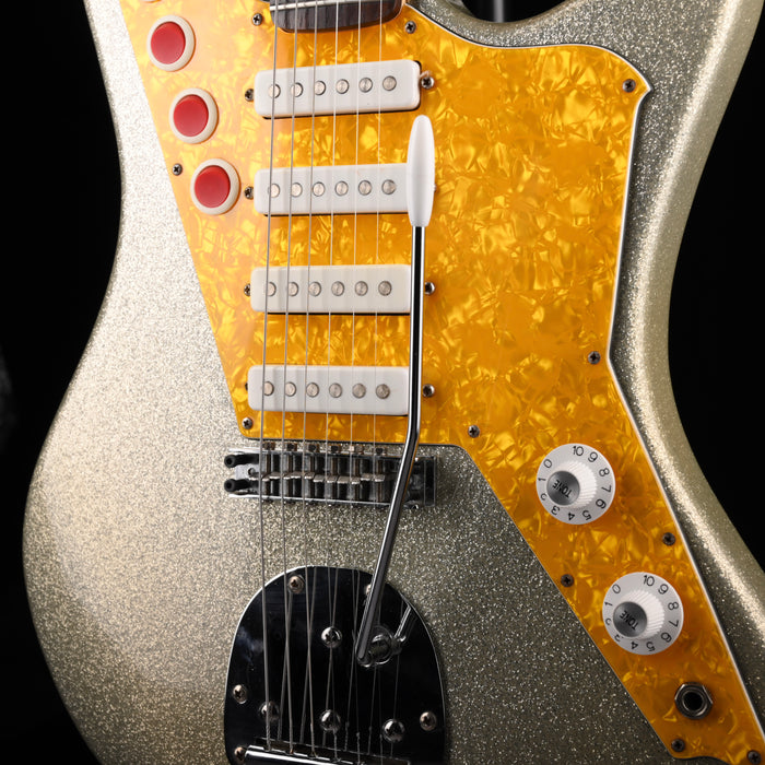 Pre Owned 2004 DiPinto Galaxie IV Los Straitjackets Silver Sparkle (Made in Korea) with Gig Bag