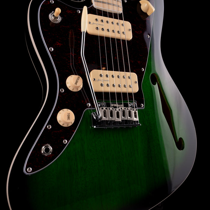Pre Owned Revelation RJT-60M TL/LH Green Burst Left Handed Thinline Offset Electric Guitar