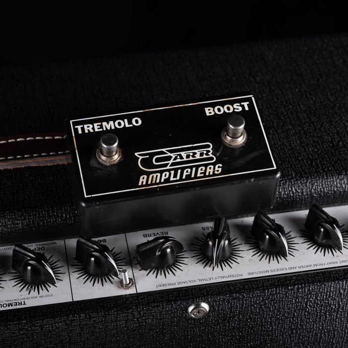 GRR Amplifiers tremolo and boost pedal on a guitar amplifier