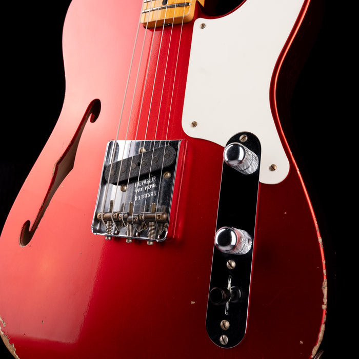 Pre Owned 2024 Fender Custom Shop Limited Edition Red Hot Esquire Thinline Relic Super-faded Candy Apple Red With OHSC
