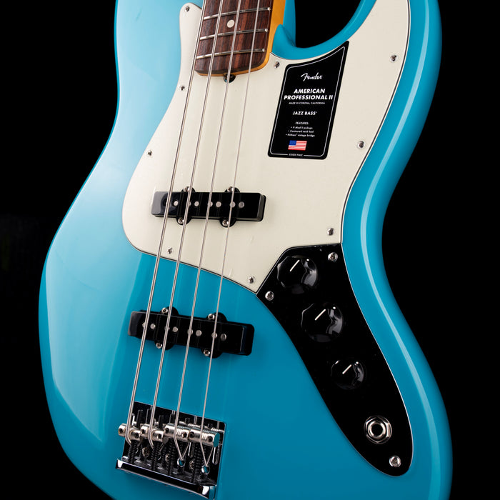 Used Fender American Professional II Jazz Bass Miami Blue With OHSC