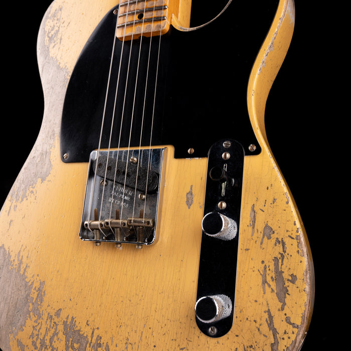 Pre Owned 2022 Fender Custom Shop Limited Edition 50's Pine Esquire, Super Heavy Relic Nocaster Blonde With OHSC