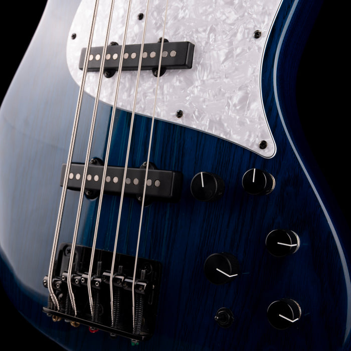 Pre Owned 2015 Bacchus Craft Standard JB5 5-String Bass Trans Inked Blue With Gig Bag