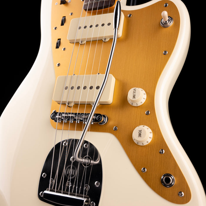 Used Squier J Mascis Jazzmaster Vintage White Electric Guitar With Upgrades And Gig Bag