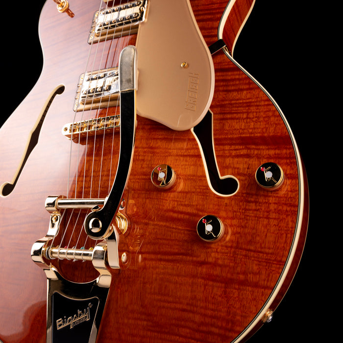 Used 2025 Gretsch Limited Edition Electromatic Flame Okoume Broadkaster Roundup Orange