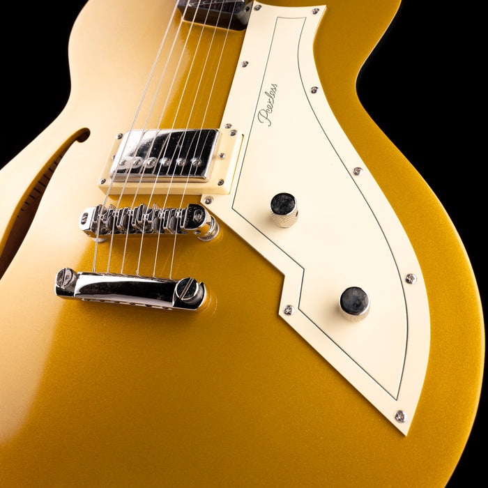 Pre-Owned Peerless Retromatic P1 Semi-Hollow Electric Guitar - Gold Top With OHSC