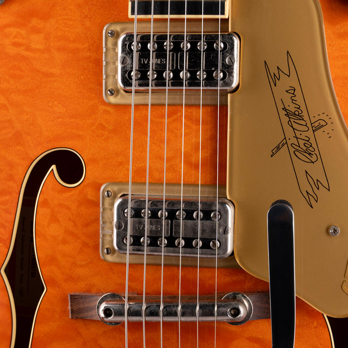 Pre-Owned 2014 Gretsch G6120-59QM Limited Edition Quilted Maple Chet Atkins Orange With OHSC