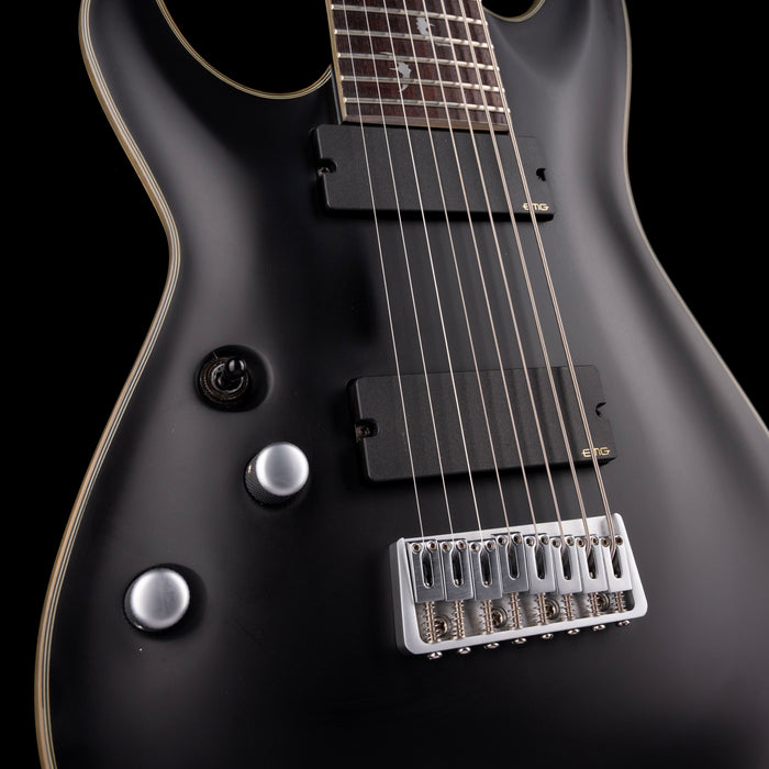 Used Schecter Damien Platinum-8 Satin Left-Handed Black with Case