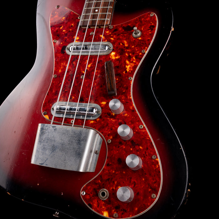 Pre-Owned 1966-68 Silvertone 1443 Hornet Bass Redburst With Gig Bag