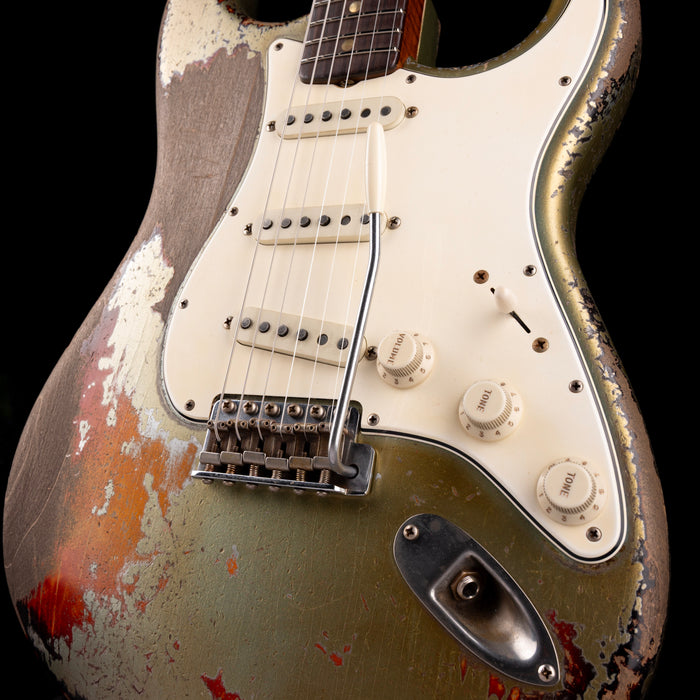 Fender Custom Shop Masterbuilt Dale Wilson 1965 Stratocaster Heavy Relic Firemist Silver Over Chocolate 3-Tone Sunburst