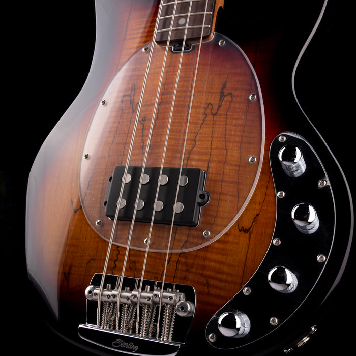 Sterling by Music Man StingRay H RAY34 Spalted Maple 3-Tone Sunburst