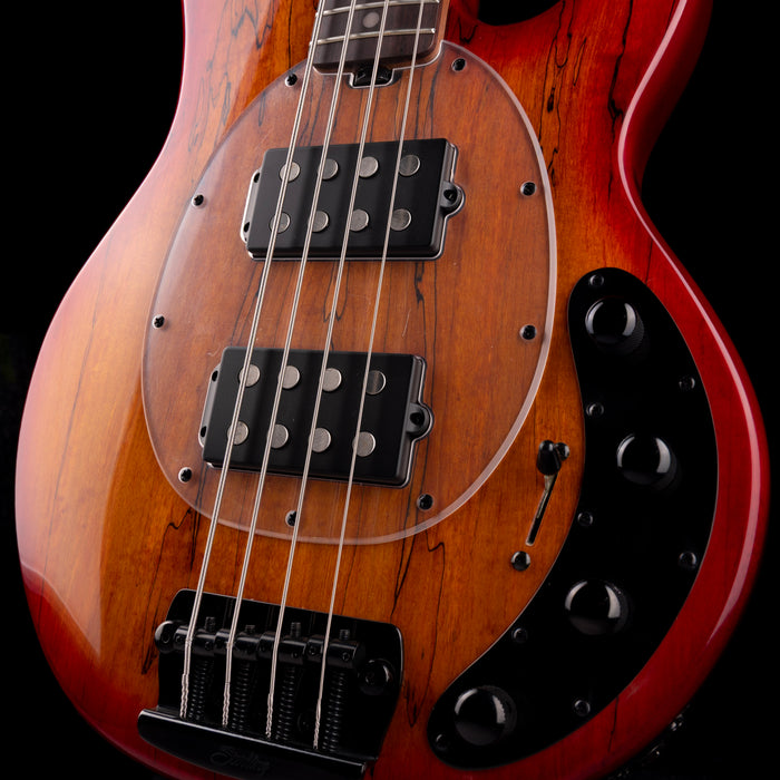 Sterling by Music Man StingRay HH RAY34 Spalted Maple Blood Orange Burst