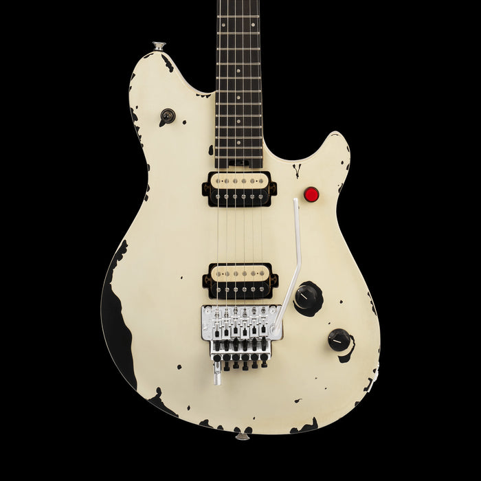 EVH Limited Edition Wolfgang Special Striped Series Distressed Ivory Front Crop