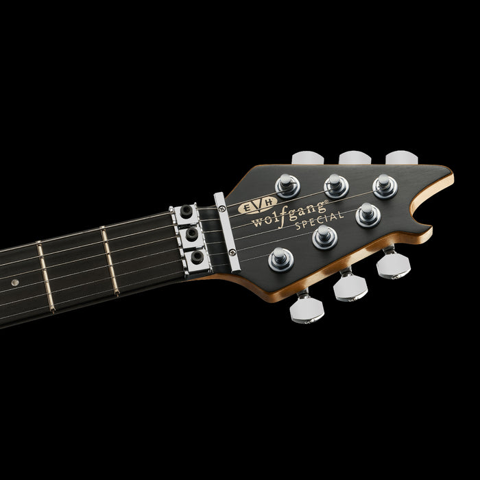 EVH Limited Edition Wolfgang Special Striped Series Distressed Ivory Headstock Front