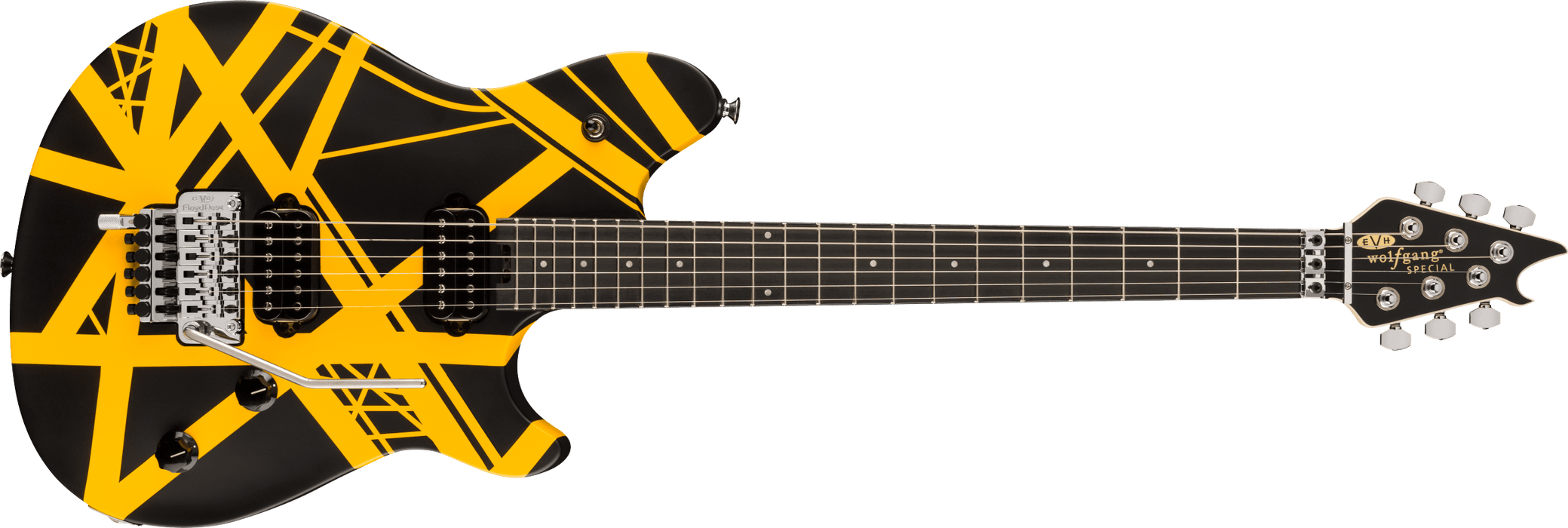 EVH Wolfgang Special Satin Striped Electric Guitar Satin Black and Yellow