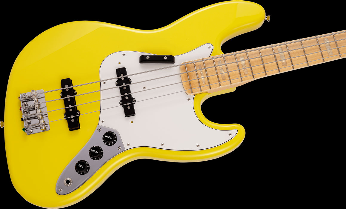 Fender Made in Japan Limited International Color Jazz Bass Maple Fingerboard Monaco Yellow Contoured Body Right