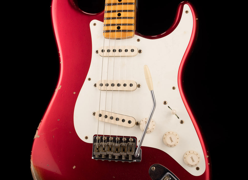 Fender Custom Shop 1957 Stratocaster Reverse Headstock Relic Candy Apple Red With Case
