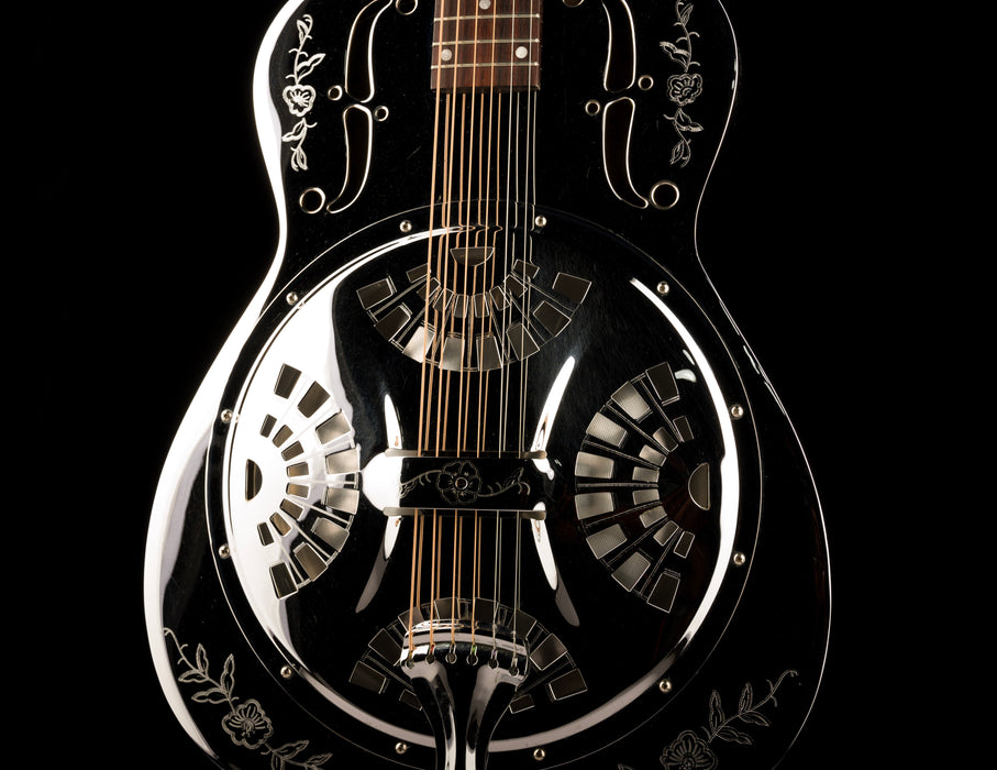 Pre Owned 1996 Dobro DM 36 "Rose" Model Chrome Resonator With Gig Bag