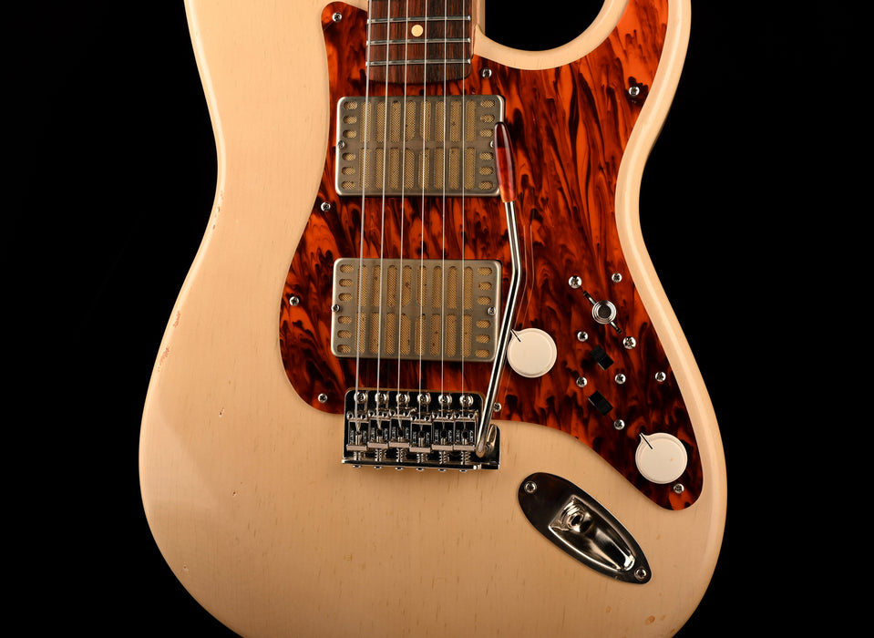 Pre Owned 2021 Waterslide Guitars S-Style Dual Foil Trans Blonde With Case