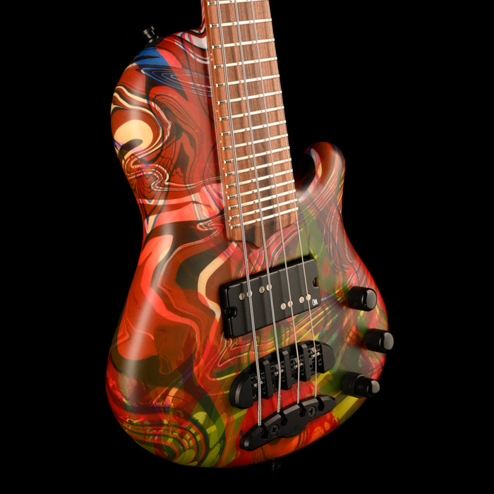 Mayones Cali4 Bass (17.5" Scale) Acid Trip  Custom Swirl With Case One of a Kind