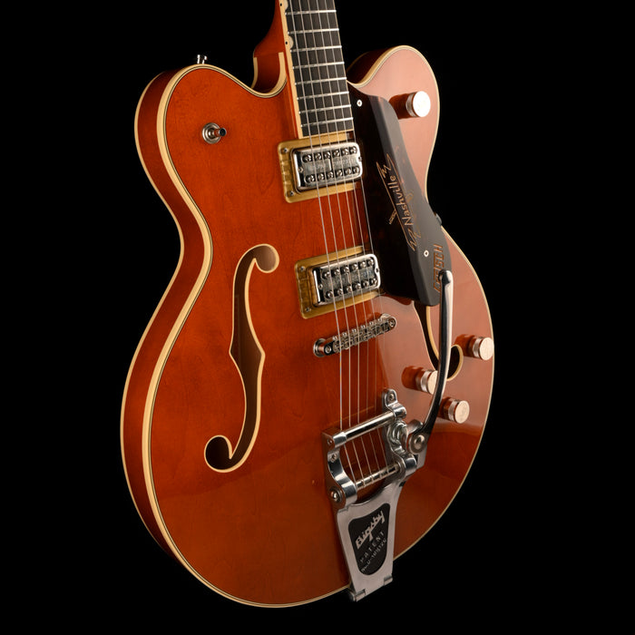 Used 2024 Gretsch Nashville G6220 TDC Top Flame Maple Round Up Orange With OHSC