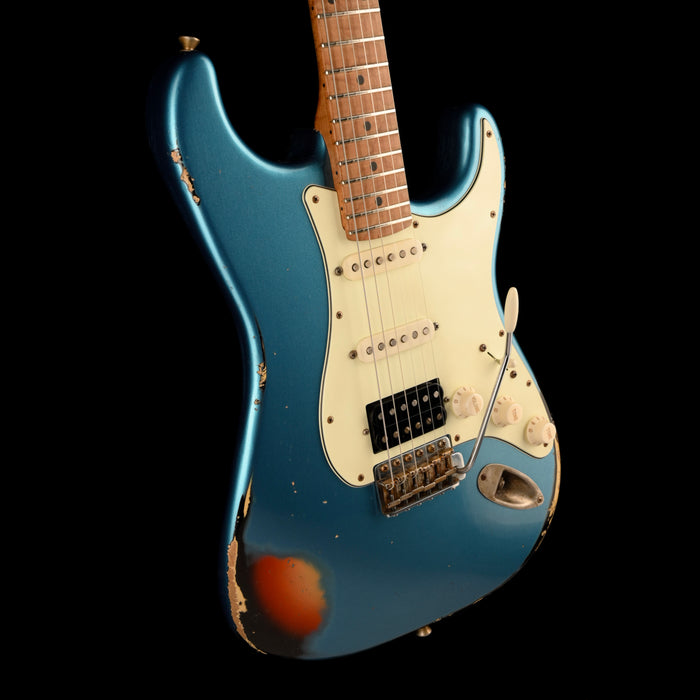 Pre Owned 2021 Xotic Guitars XSC-2 LPB Lake Placid Blue Over Sunburst Heavy Relic With Case