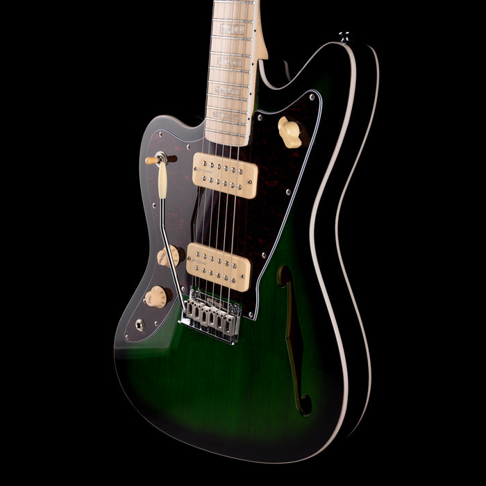Pre Owned Revelation RJT-60M TL/LH Green Burst Left Handed Thinline Offset Electric Guitar