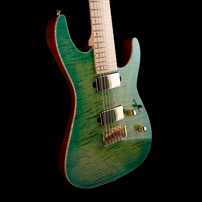 Used ESP USA Custom M-7 HT 7-String Lime Burst with OHSC